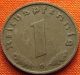Ww2 German 1937 - G 1 Rp Reichspfennig 3rd Reich Bronze Nazi Coin (rl 1951) Germany photo 1