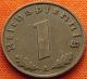 Ww2 German 1937 - A 1 Rp Reichspfennig 3rd Reich Bronze Nazi Coin (rl 1947) Germany photo 1