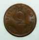 Germany 2 Pfennig 1937 - A Uncirculated Coin - Swastika - Wwii Germany photo 1