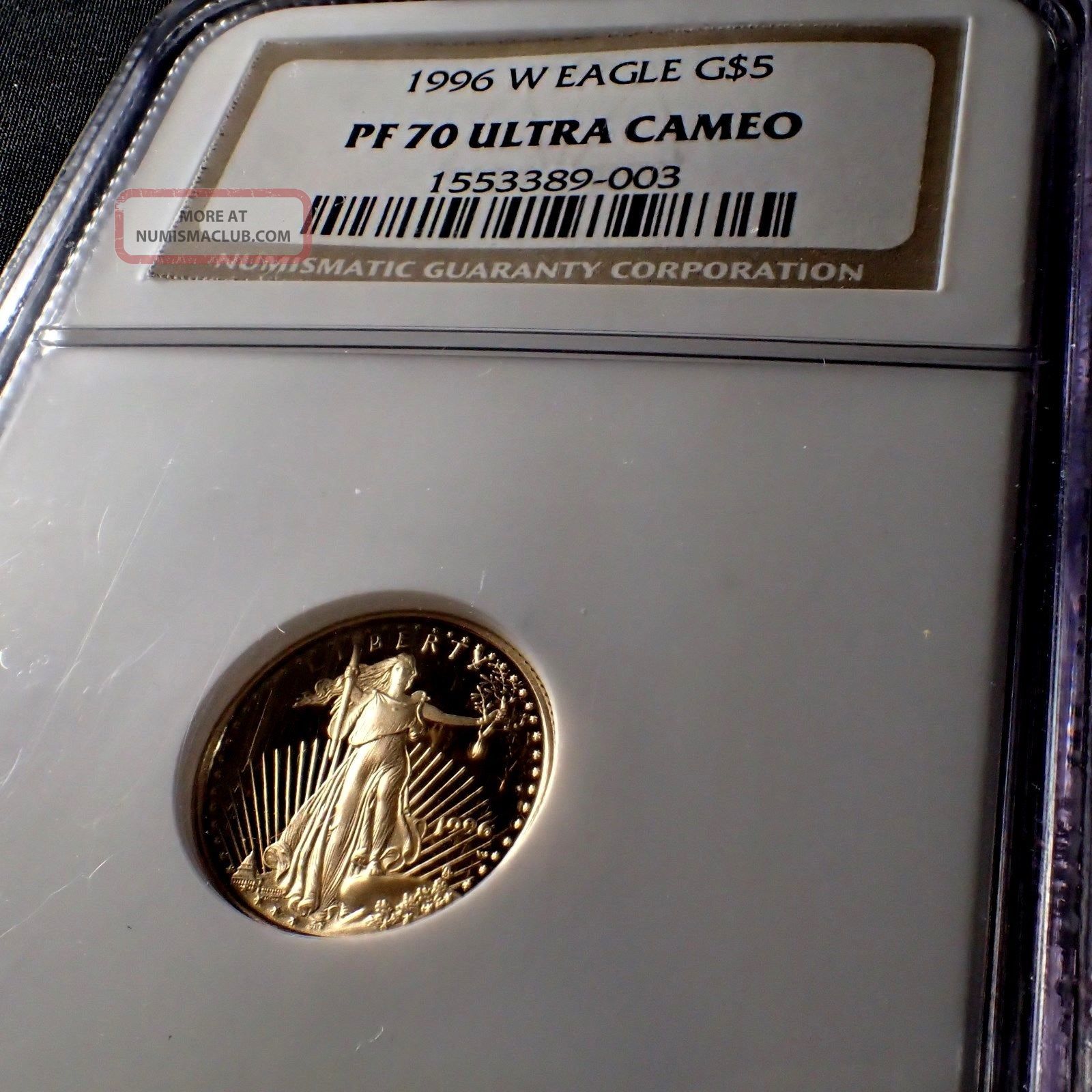 1996 - W $5 1/10 Oz Gold Eagle Proof Ngc Pf70 Ultra Cameo Gold photo