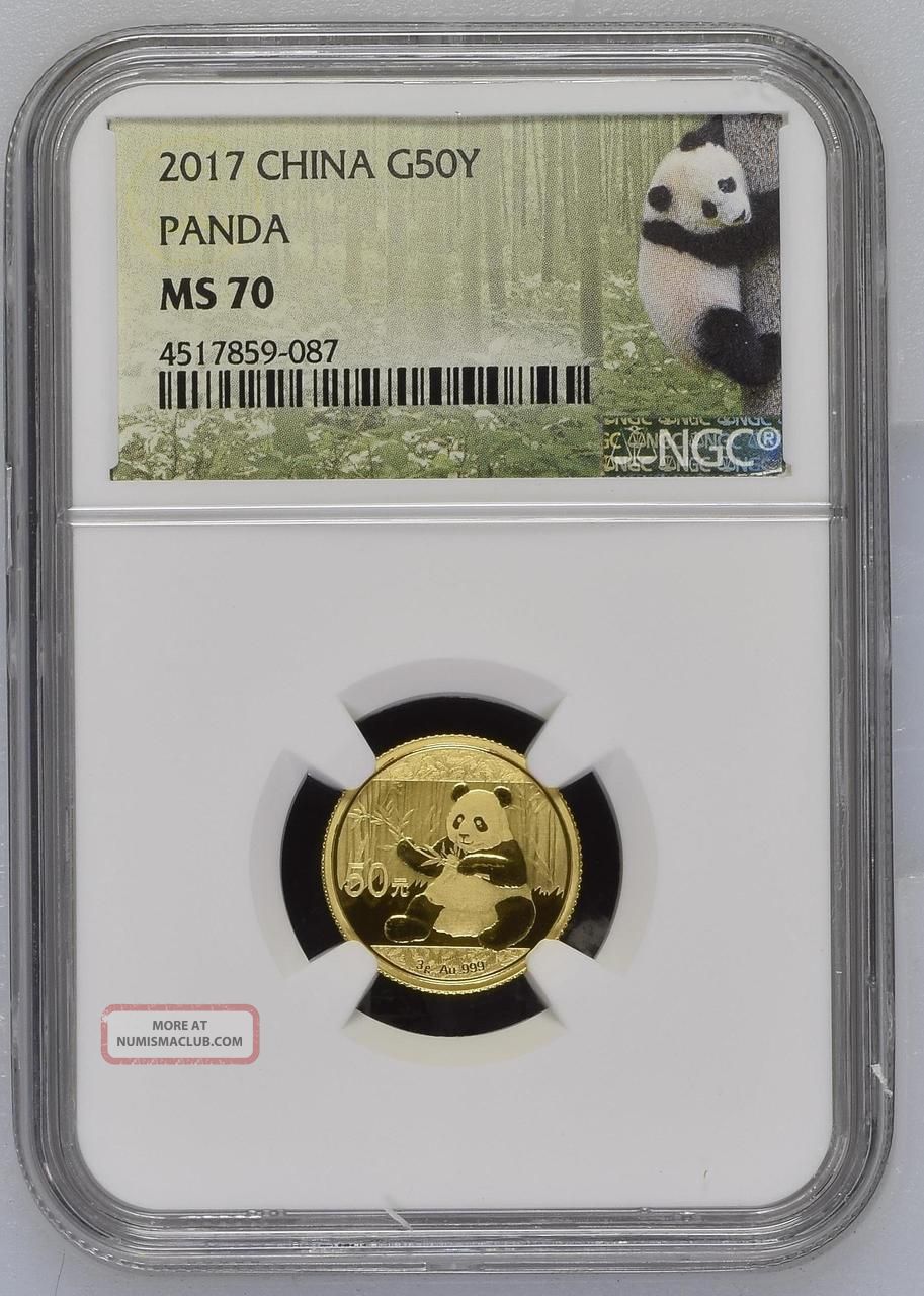 China Panda Gold - Ngc Ms70 - 2017 3 Gram Gold Coin China photo