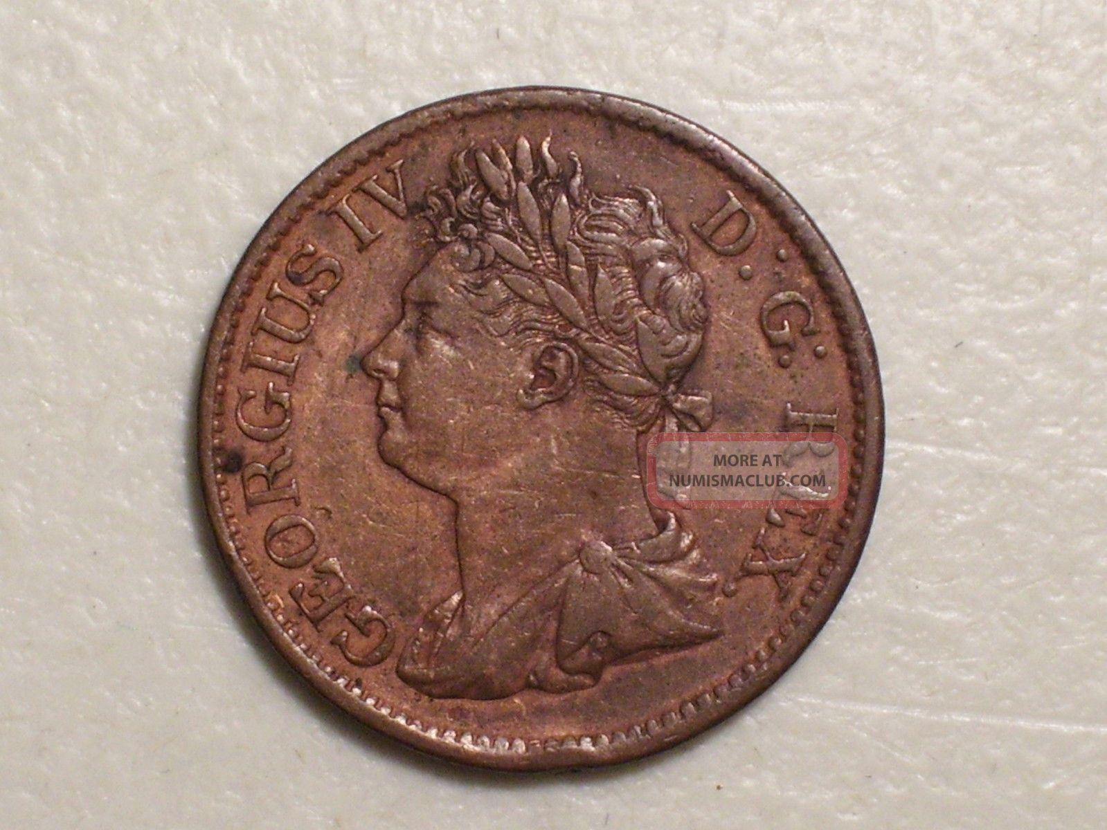 1822 Ireland Half Penny Copper Coin George Iv,  Very Fine,  1/2 Penny Ireland photo