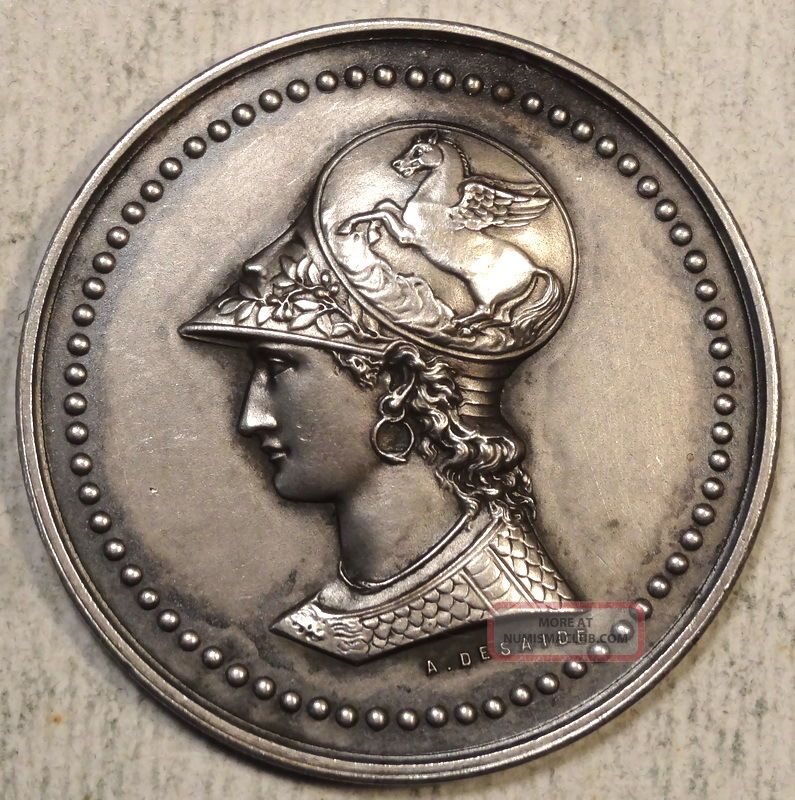 Silvered Medallion,  Association Philotechnique De Courbevoie,  Pairs,  1901 Exonumia photo