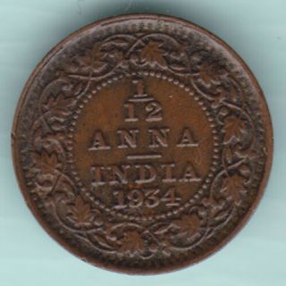 British India - 1934 - King George V - 1/12 Anna - Rare Coin photo