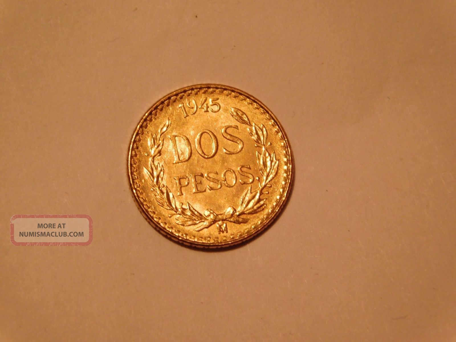 1945 Dos Peso Gold Coin Mexico