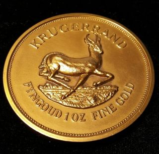 1981 Huge 7.  2 Oz.  Bronze Medallion - Krugerrand - Medallic Art Co.  