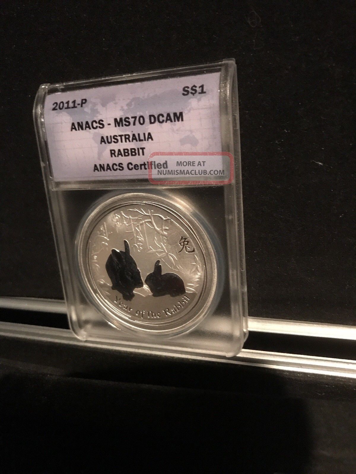 2011 - P Anacs Ms70 Dcam Australia Rabbit 1oz Fine Silver Coin