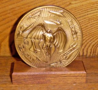 1981 Maco Bronze Coin / Medal - Rca Avionics Systems - Airplanes Flight Smoky 3 
