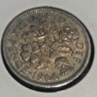 1954 Great Britain Six Pence World Coin UK English Rose Shamrock Wedding 6 p 