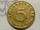 1937 Rare Old Wwii Nazi Hitler Germany 3rd Reich Brass Munich 5 Pfennig War Coin Germany photo 2