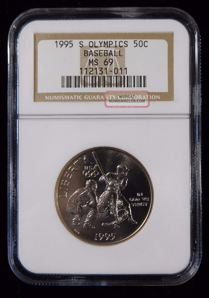 1995 - S Ngc Ms69 Olympics Baseball 50c Commemorative Silver Half Dollar Coins: World photo