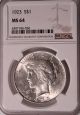 1923 Silver Peace Dollar Ngc Ms 64 Almost As Good As It Gets Dollars photo 1