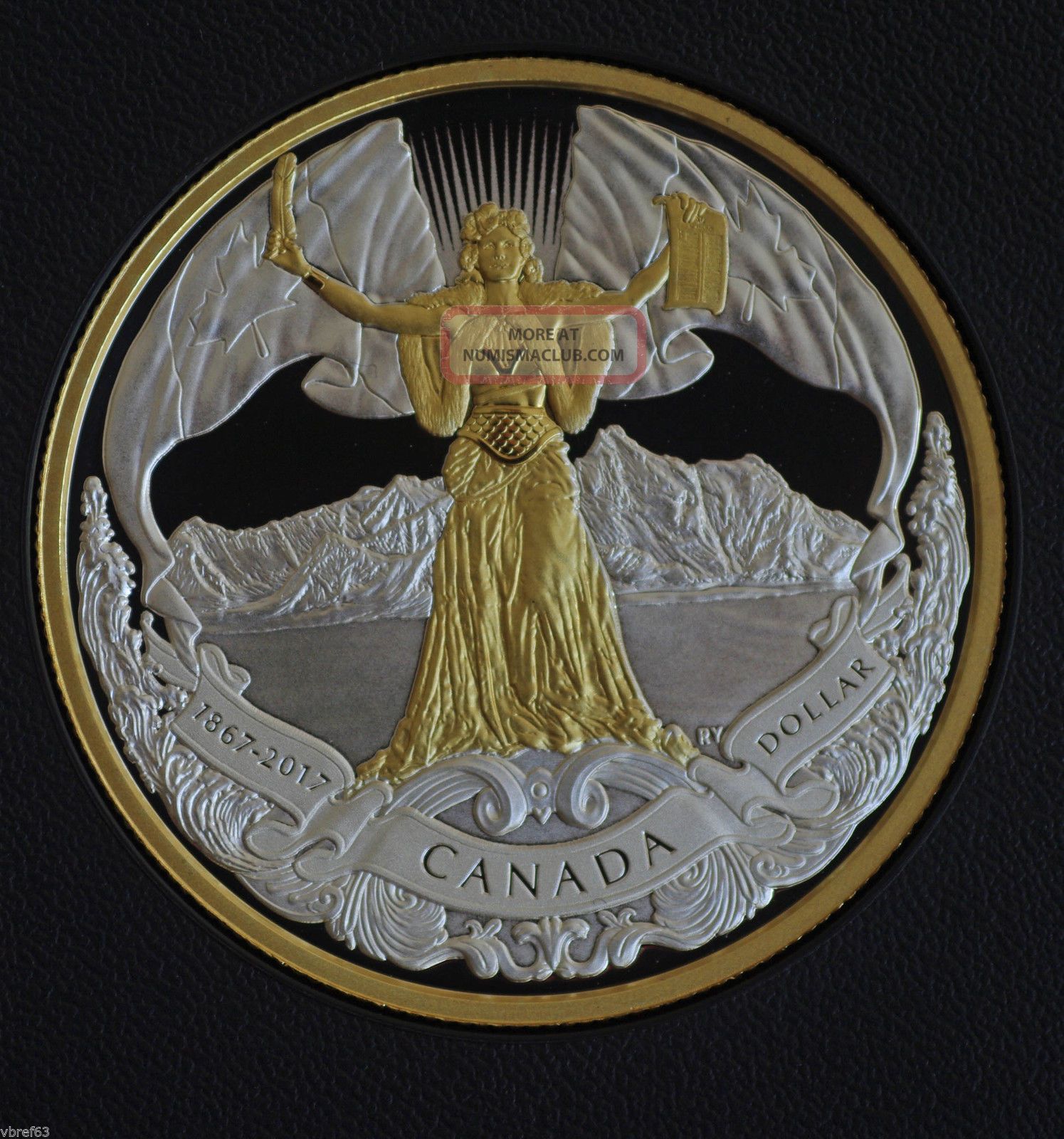 2017 Canada 150 Confederation Logo Silver Dollar 99.  99 Pure W Gold Plating Coins: Canada photo