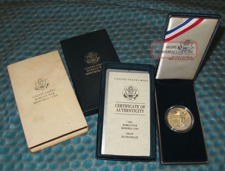 1991 - P Korean War Memorial Coin - Proof Silver Dollar Silver photo