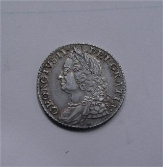1758 Great Britain Sterling Silver Shilling George Ii Great Patina Xf photo