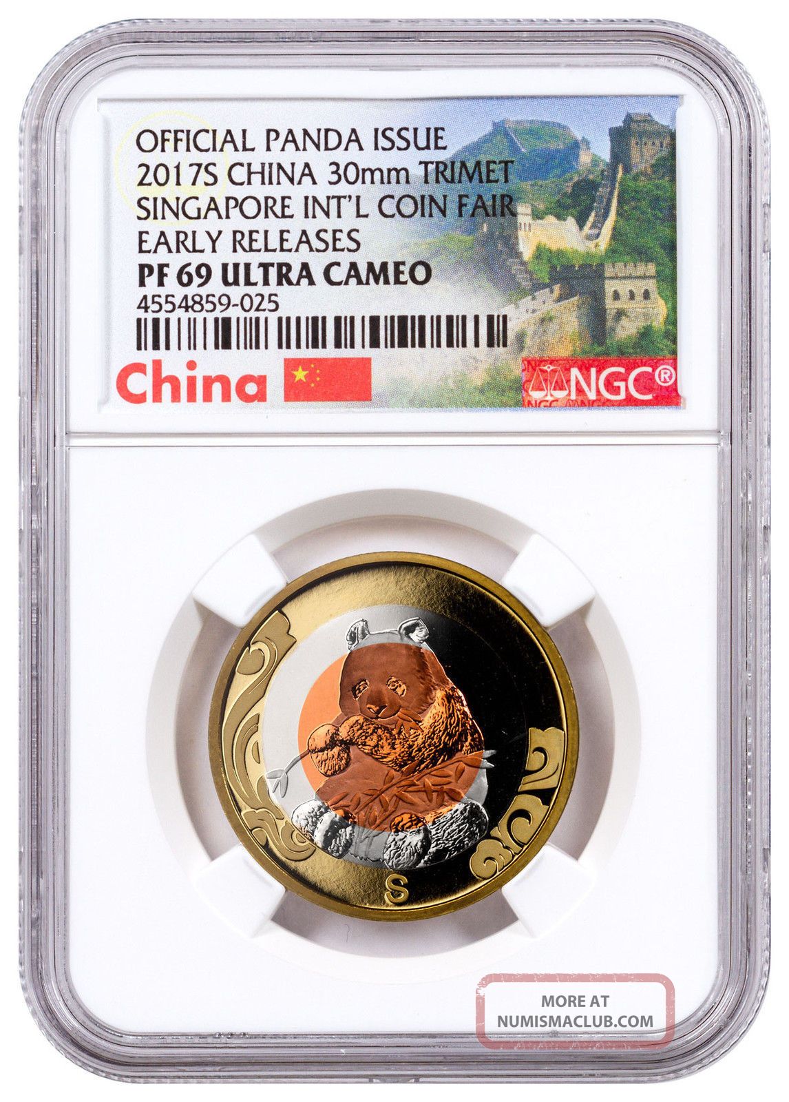 2017 - S China Singapore Intl Coin Fair Tri - Metal Panda Ngc Pf69 Uc Er Sku47421 China photo