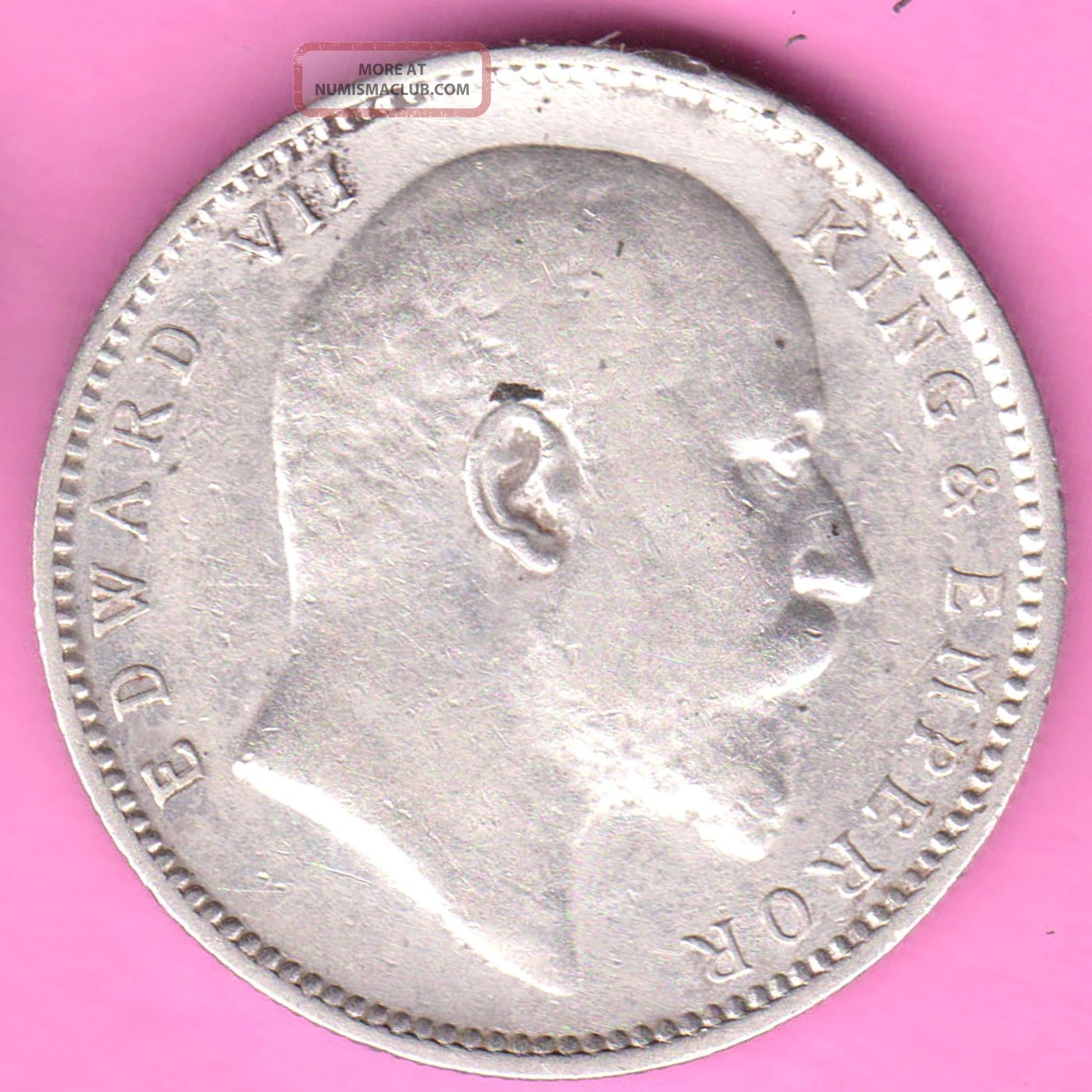 British India - 1904 - King Edward Vii - One Rupee - Rarest Silver Coin - 47 India photo