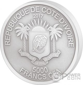 Elephant Big Five Mauquoy 5 Oz Silver Coin 5000 Francs Ivory Coast 2017 photo