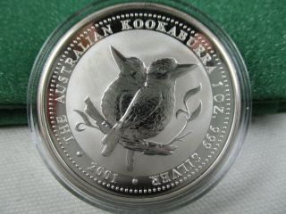 2001 Perth Australia Kookaburra 1 Ounce Silver Coin In Capsule - 2 photo