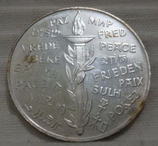 Silver Peace Medal Pax Doves Many Different Languages Obverse photo