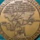 Explorer Ferdinand Magellan / World Map,  Caravel 89mm Bronze Medal By C.  Antunes Exonumia photo 2