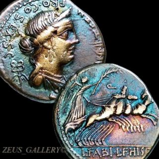 Age Sulla 82 Bc Annia 2 Anna Perenna Chariot Ancient Roman Silver Denarius Coin photo