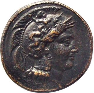 Lucania Imitation Brass Nomos Coin Athena/herakleia 420 - 390 Bc Extra Fine Xf photo