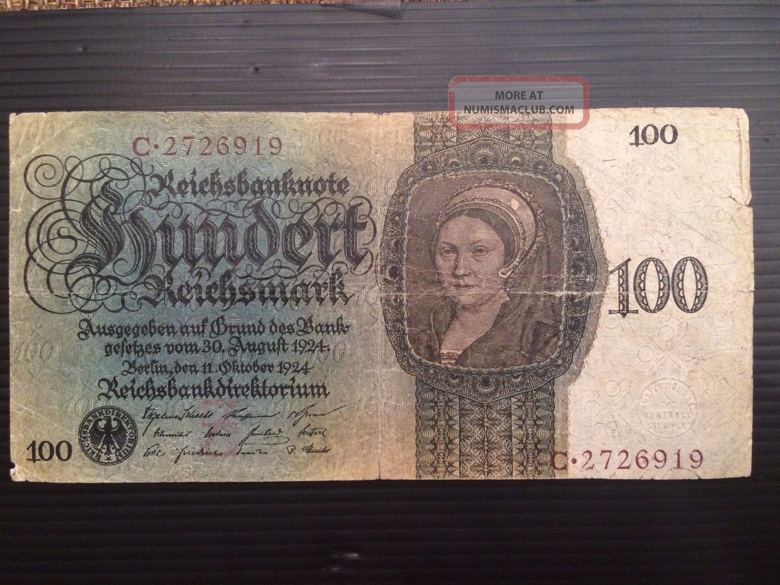 Germany,  100 Reichsmark 1924 P 178 Europe photo