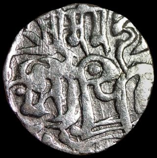 Ancient - Hindu Shahi - Samanta Deva - Horse & Sacred Cow (850 - 1000) Silver Smd95 photo