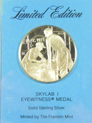 Vintage 1973 Nasa Sterling Silver Proof Skylab I Medal Coin Limited Edition 25g photo