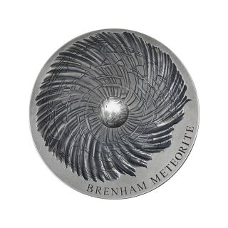 Brenham Meteorite - Meteorite Art Series - 2016 5 Oz Silver Coin - Chad photo