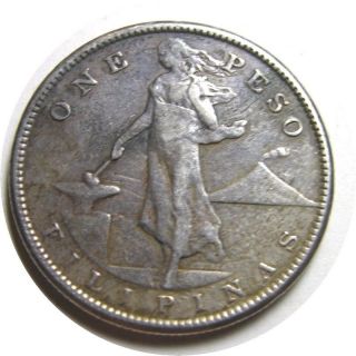 Elf Philippines Usa 1 Peso 1909 S Silver photo