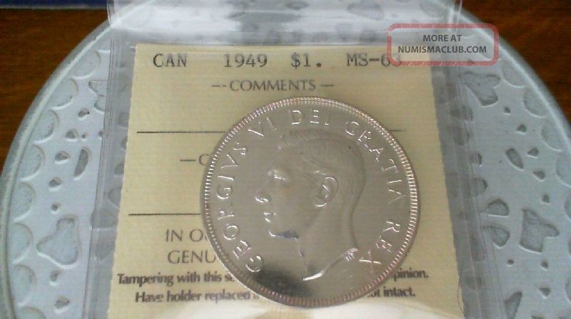 1949 Silver Dollar Iccs Ms 63 Coins: Canada photo