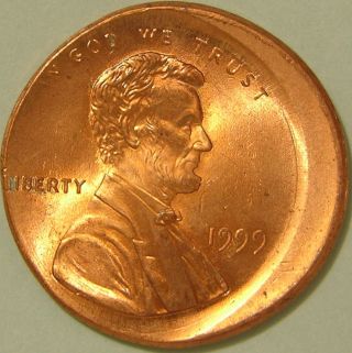 1999 P Lincoln Memorial Penny,  (off Center) Unc,  Error Coin,  Ae 893 photo