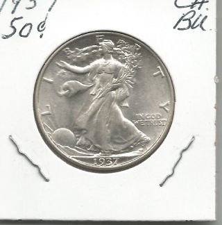 1937 Silver Walking Liberty Half Dollar - Choice Bu/uncirculated Brand Usa photo