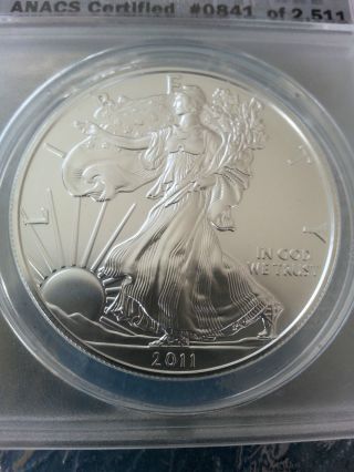 2011 Silver Eagle First Release Sf Anacs Ms70 photo