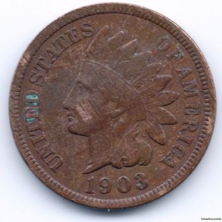 1 Cent 1903 Indian Head Penny Liberty Head Ef,  Features And Details photo