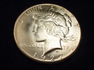 1927 Peace Dollar Incredible Gem Bu Coin 10 photo