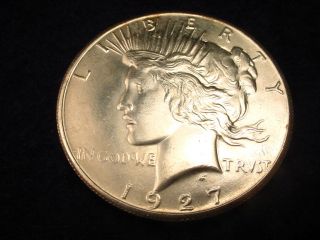1927 Peace Dollar Fantastic Bu Coin 6 photo