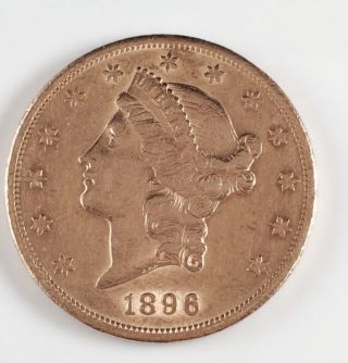 1896 S $20 Liberty Head Gold Double Eagle Twenty Dollar Coin San Francisco photo