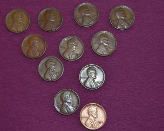 Wheat Pennies 1923s,  1927d,  1927s (2),  1928d (2),  1928s (3),  1929d,  1929s Key Da photo