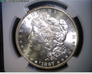 1887 - S Morgan Silver Dollar - Ngc Ms 63+ photo