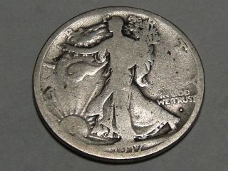 1917 - S Walking Liberty Silver Half Dollar (obu.  Mark) 5212a photo