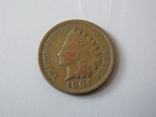 1904 Indian Head Cent United States Coin Good Nc03 photo