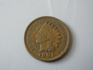 1901 Indian Head Cent United States Coin Fine Nc05 photo