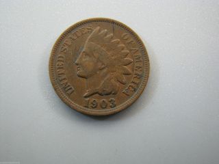 1903 Indian Head Cent United States Coin Vg Nc05 photo