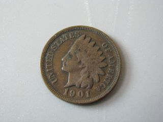 1901 Indian Head Cent United States Coin Fine photo