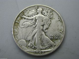 1942 - D Walking Liberty Half Dollar United States Coin F photo