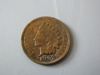 1903 Indian Head Cent United States Coin Vg - F photo
