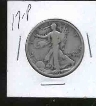 1917 - P Avg Circulated Walking Liberty Silver Half Dollar photo